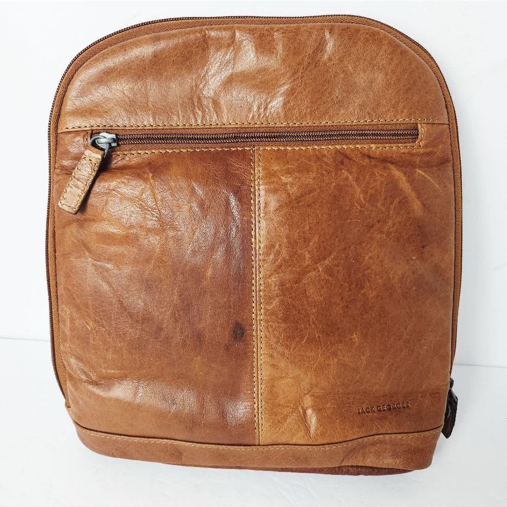Jack Georges Voyager Convertible Backpack Crossbody Brown Buffalo Leather
